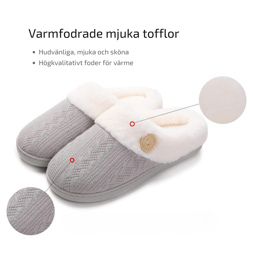 Varmfodrade tofflor Kim – med halkfri sula